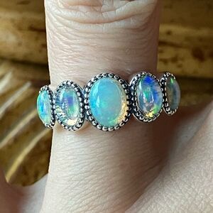 Natural Ethiopian Opal Sterling Silver Ring Size 7